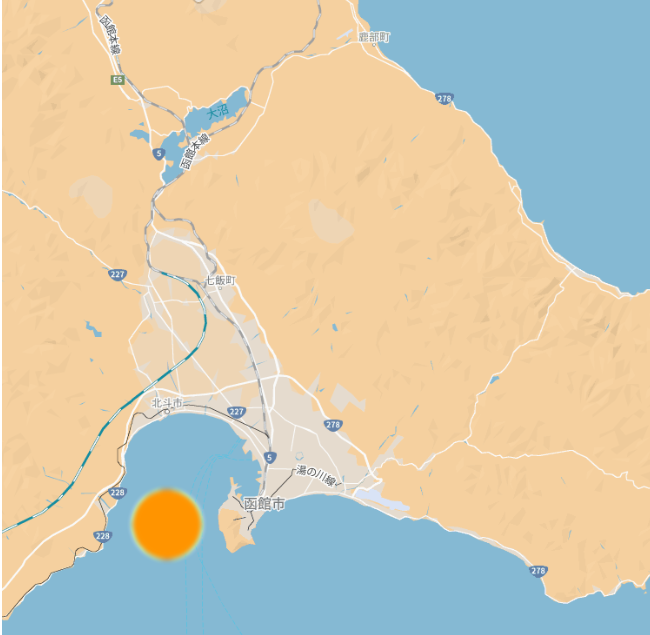 函館沖の海域図