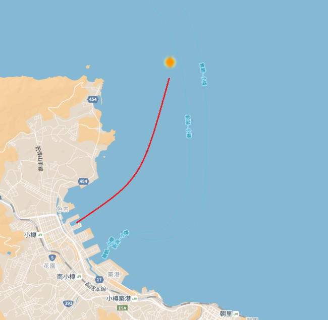 小樽沖の海域図