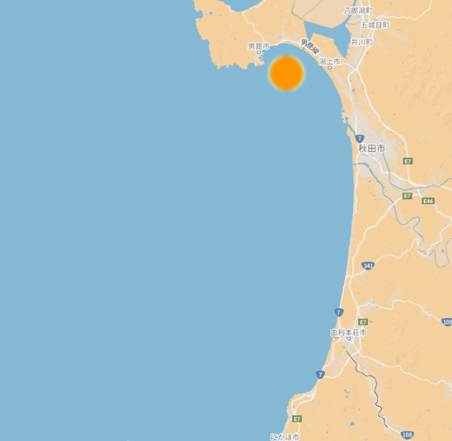 秋田県・戸賀沖の海域図