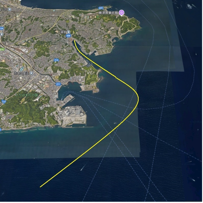 久里浜沖までの航路