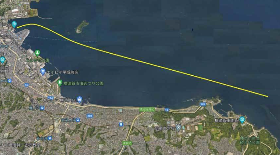観音崎沖までの航路