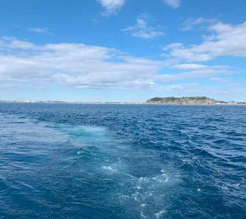 江ノ島沖で海に広がる散骨された遺骨｜海洋散骨ができる遺骨の量｜清蓮