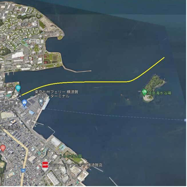 横須賀・猿島沖の海洋散骨ポイント｜三笠桟橋から猿島沖へ向かう航路