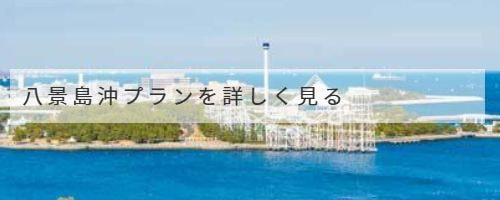 八景島シーパラダイスを望む八景島沖の穏やかな海。自然と街の景色が調和する横浜の海洋散骨エリア