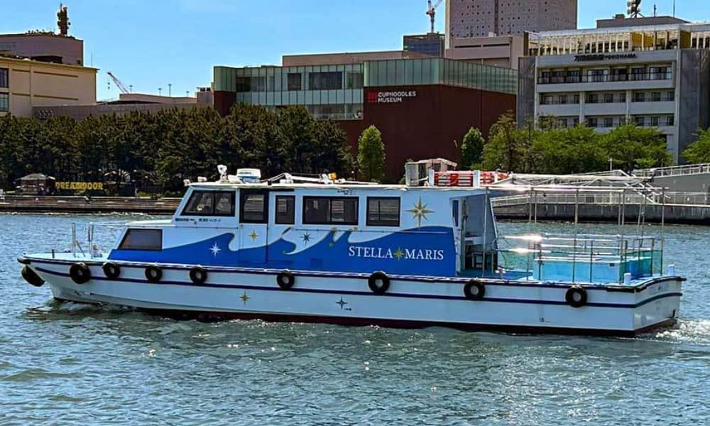 横浜港を航行する観光船ステラマリス｜貸切プライベート散骨で使用する揺れにくい船
