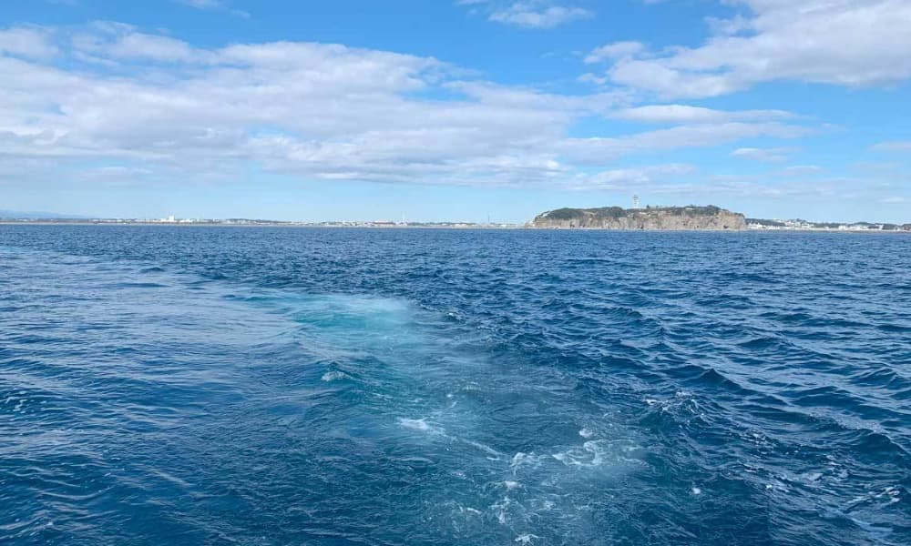 海洋散骨後、湘南沖の海に静かに広がる水面の様子