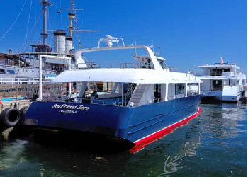 横須賀の合同散骨で使用する揺れが少ない観光船