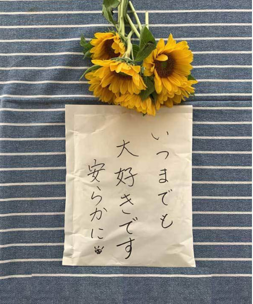海洋散骨で故人へ想いを託す手紙とひまわりの献花